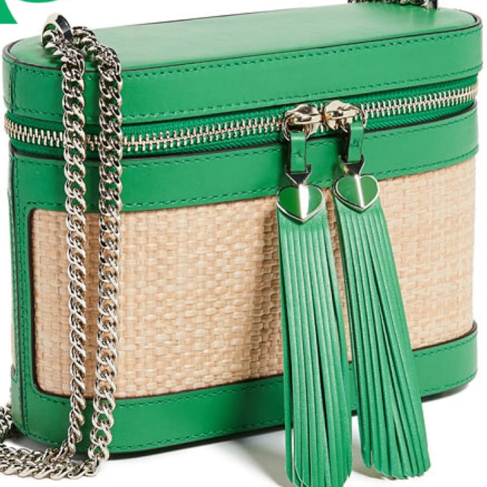 Kate Spade Green and Tan Crossbody Bag with Tassel Detail